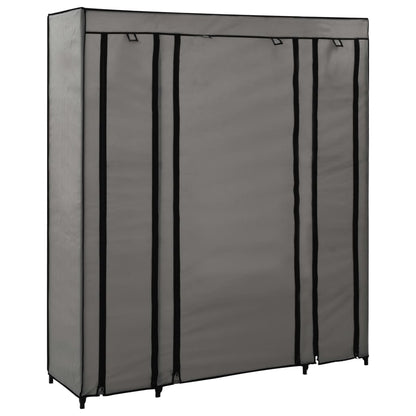 Šatní Skříň S Přihrádkami A Tyčemi Šedá 150X45X176 Cm Textil