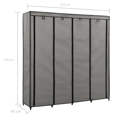 Šatní Skříň Se 4 Přihrádkami Šedá 175 X 45 X 170 Cm