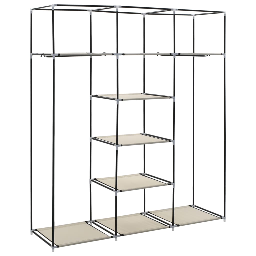 Šatní Skříň S Přihrádkami A Tyčemi 150X45X175 Cm Textil