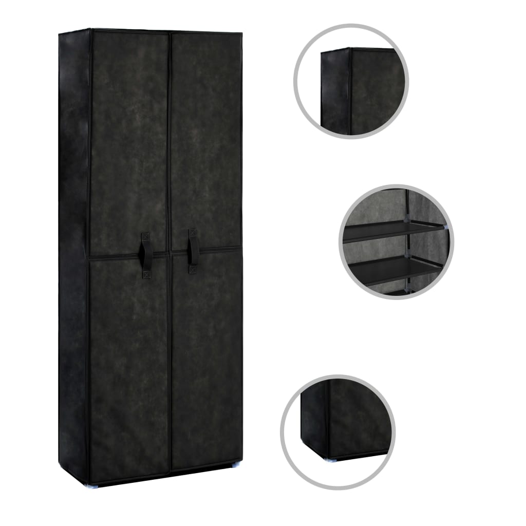 Botník S Potahem Černý 60 X 30 X Textil Černá
