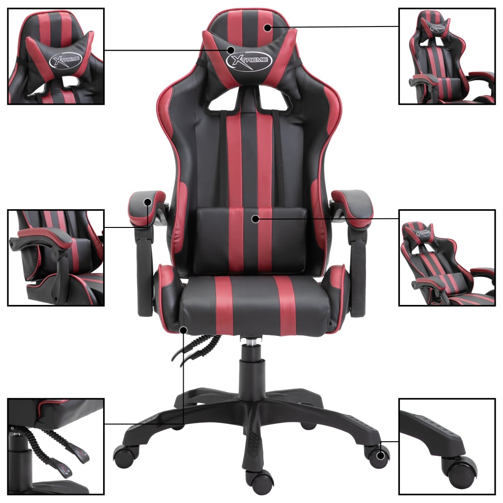 Herní Židle Vínová Umělá Kůže