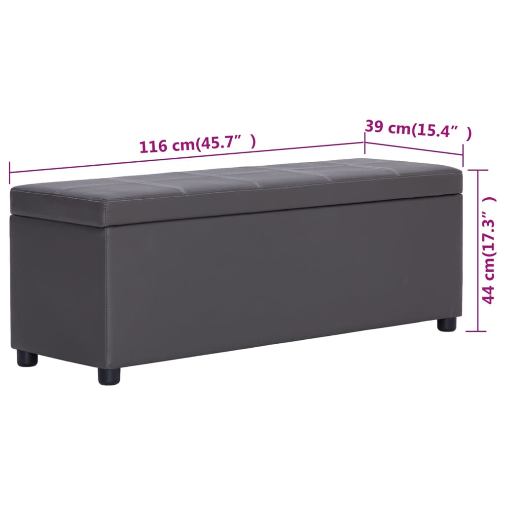 Lavice S Úložným Prostorem 116 Cm Šedá Umělá Kůže