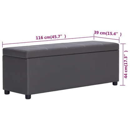 Lavice S Úložným Prostorem 116 Cm Šedá Umělá Kůže