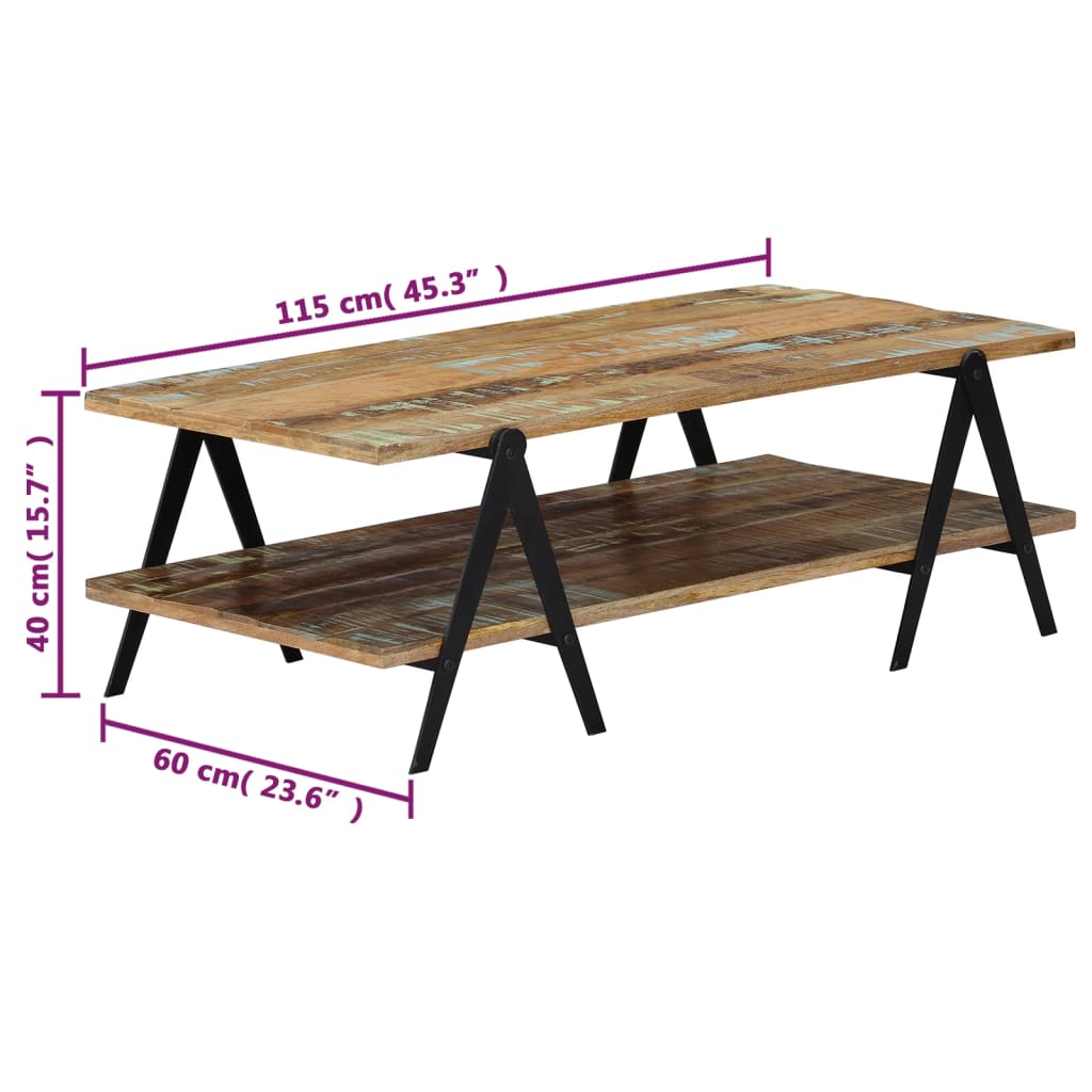 Konferenční Stolek 115 X 60 X 40 Cm Masivní Recyklované Dřevo