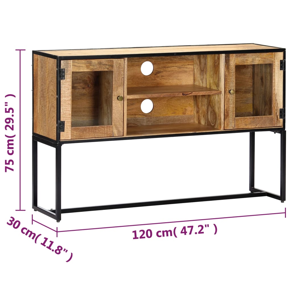 Tv Stolek 120 X 30 X 75 Cm Masivní Recyklované Dřevo Krémová