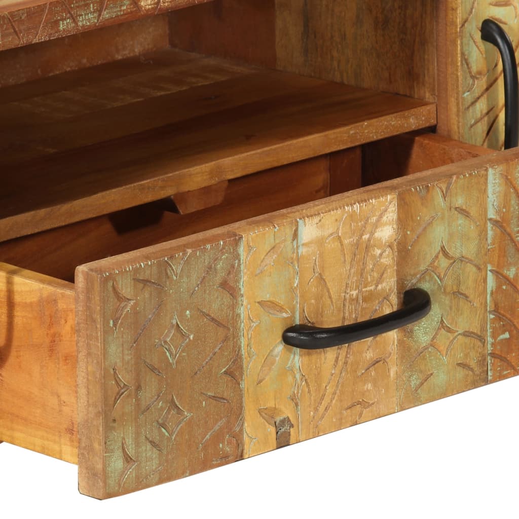 Ručně Vyřezávaná Tv Skříň 120X30X40Cm Masivní Recyklované Dřevo