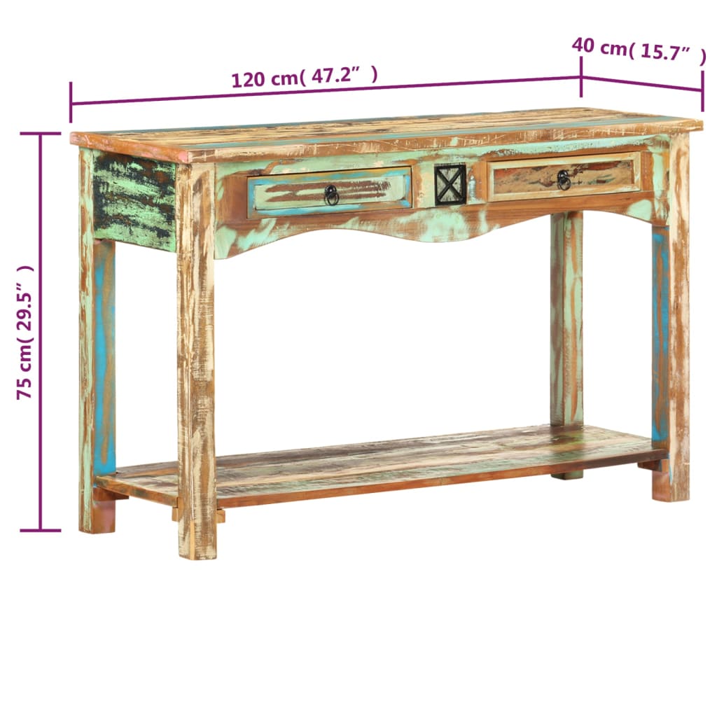 Konzolový Stolek 120 X 40 X 75 Cm Masivní Recyklované Dřevo Světle Hnědá
