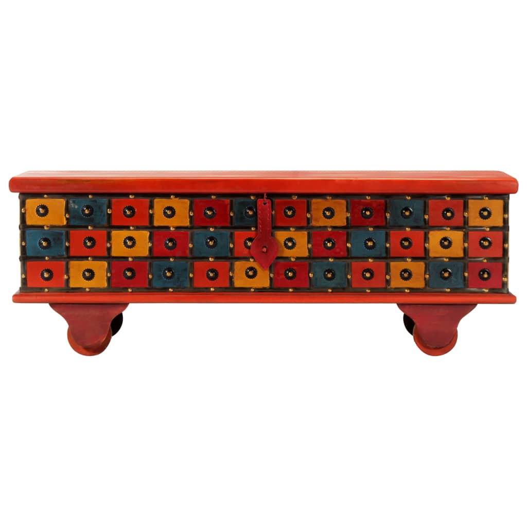 Úložný Box Červený 110 X 40 X 40 Cm Masivní Akáciové Dřevo