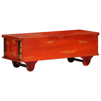Úložný Box Červený 110 X 40 X 40 Cm Masivní Akáciové Dřevo