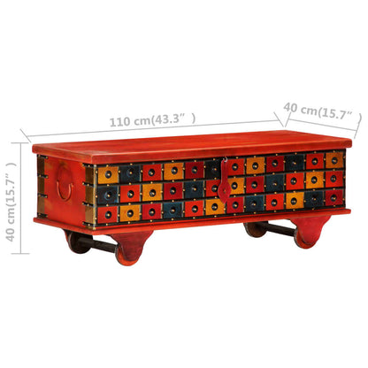 Úložný Box Červený 110 X 40 X 40 Cm Masivní Akáciové Dřevo