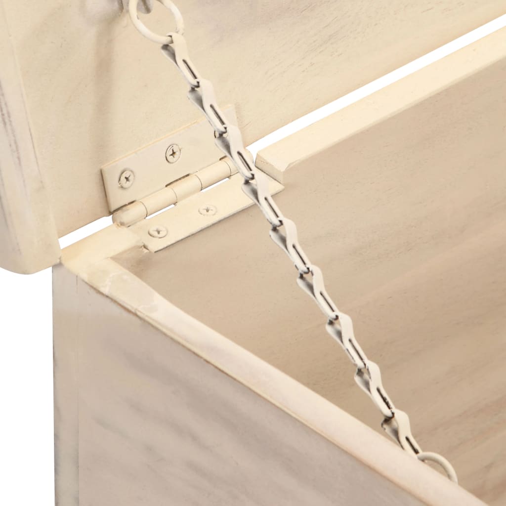 Úložný Box Bílý 110 X 40 X 45 Cm Masivní Akáciové Dřevo