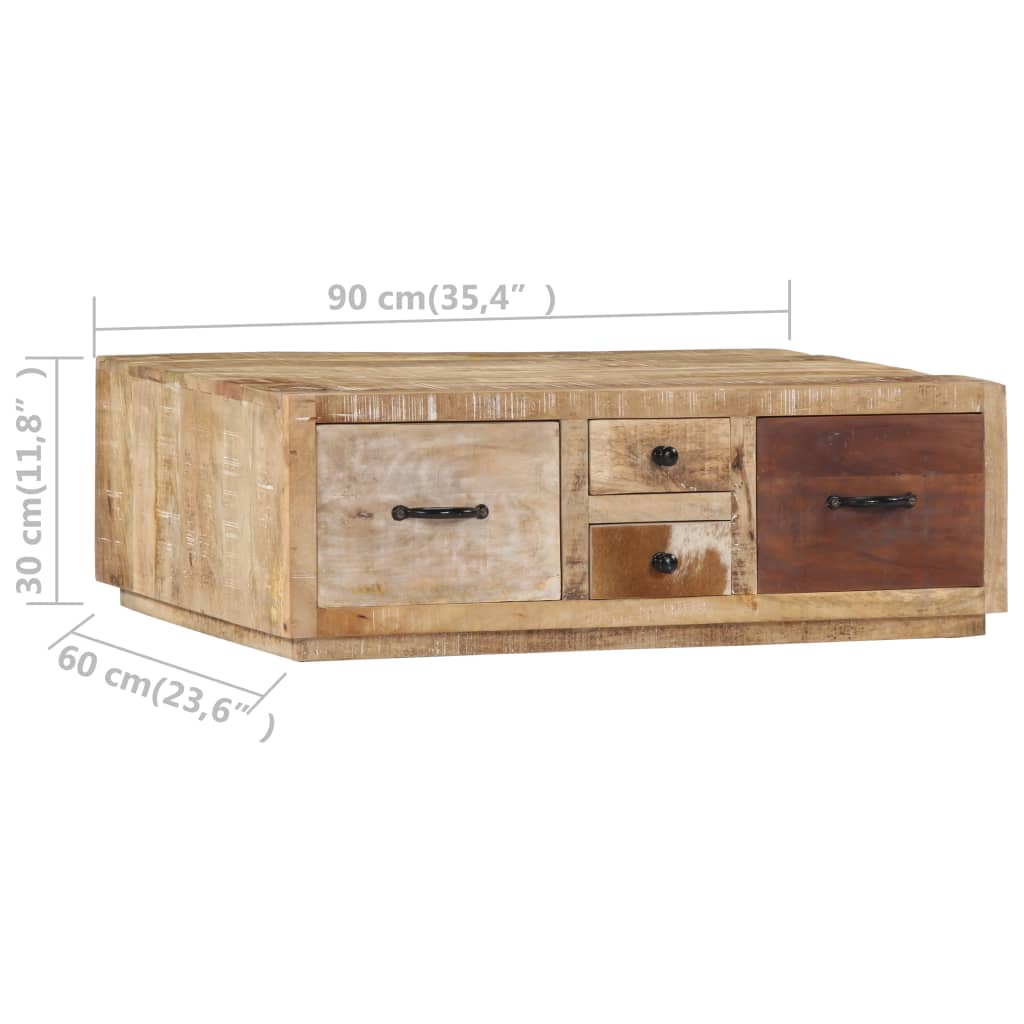 Konferenční Stolek 90 X 60 X 30 Cm Masivní Mangovníkové Dřevo