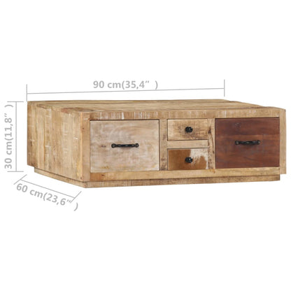 Konferenční Stolek 90 X 60 X 30 Cm Masivní Mangovníkové Dřevo