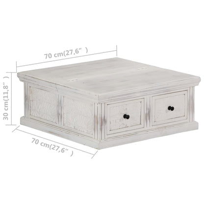 Konferenční Stolek Bílý 70X70X30 Cm Masivní Mangovníkové Dřevo