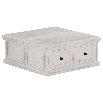 Konferenční Stolek Bílý 70X70X30 Cm Masivní Mangovníkové Dřevo