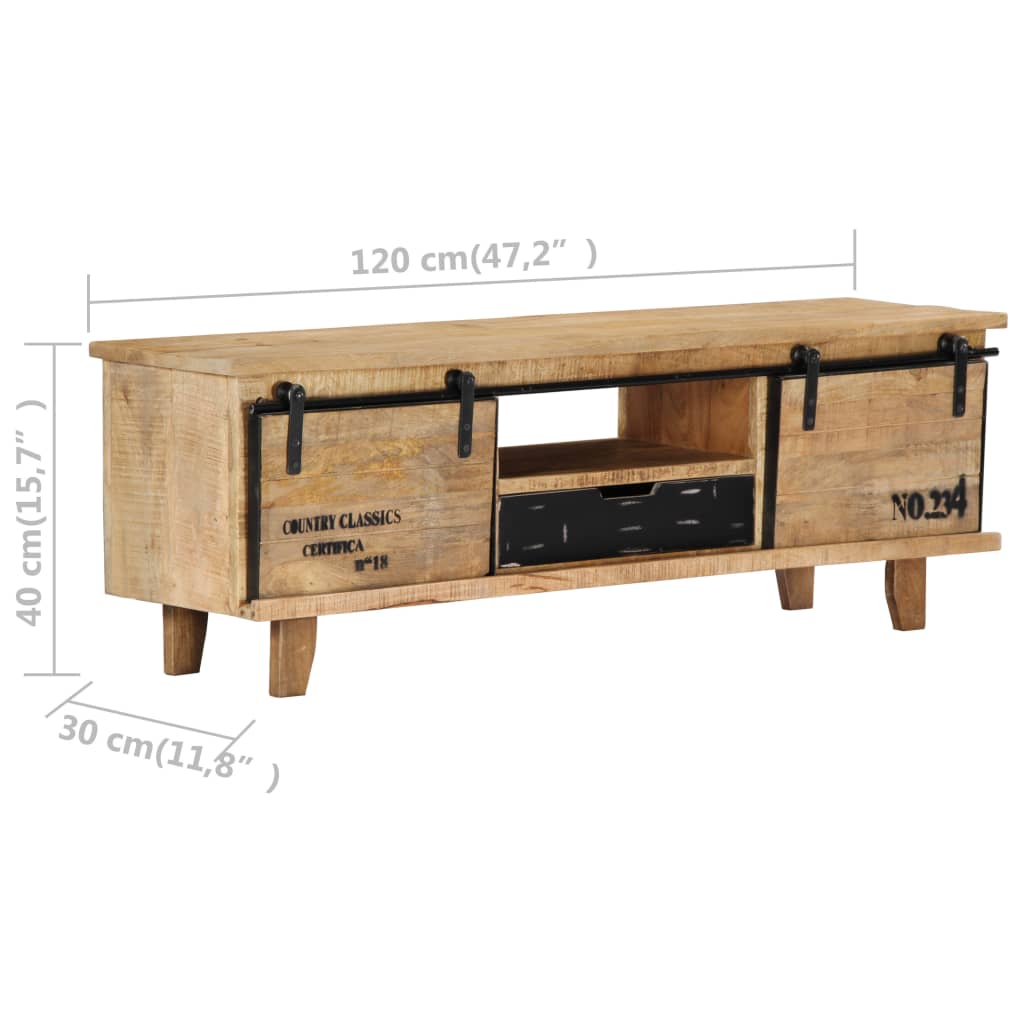 Tv Stolek 120 X 30 X 40 Cm Masivní Mangovníkové Dřevo