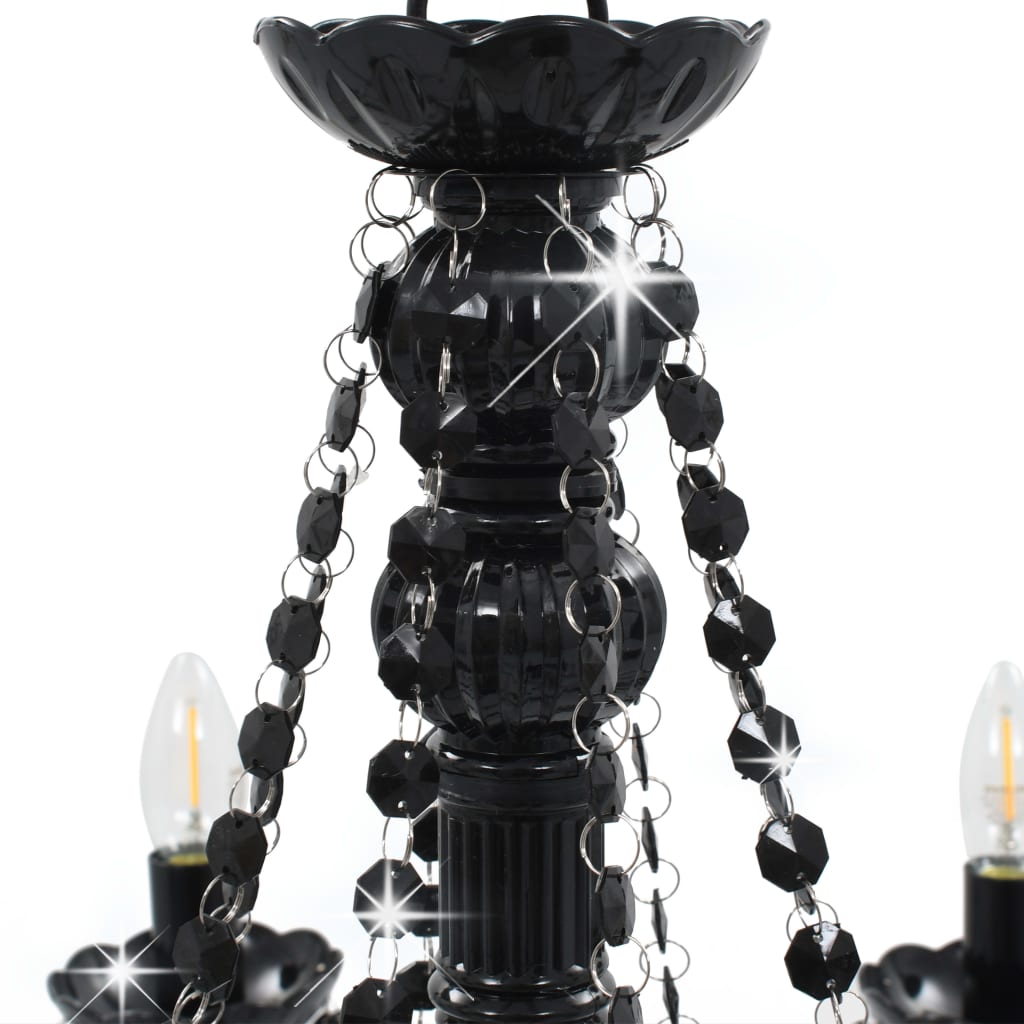 Lustr s korálky černý 8 x žárovky E14