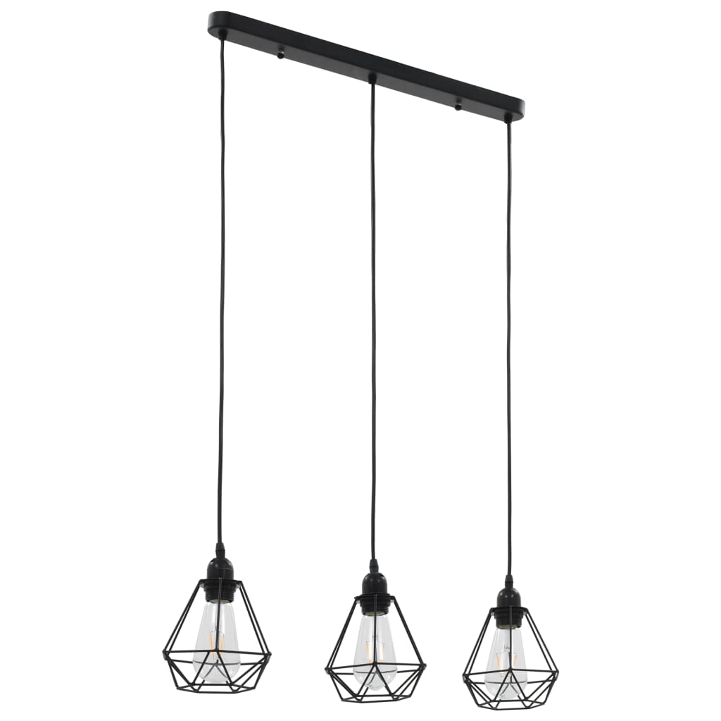 Stropní Svítidlo S Diamantovým Designem Černé 3 X Žárovky E27