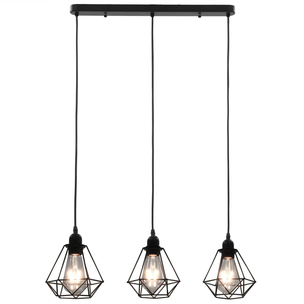 Stropní Svítidlo S Diamantovým Designem Černé 3 X Žárovky E27