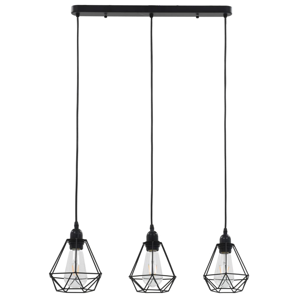 Stropní Svítidlo S Diamantovým Designem Černé 3 X Žárovky E27