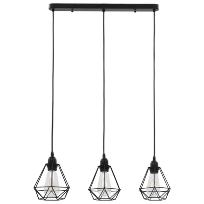 Stropní Svítidlo S Diamantovým Designem Černé 3 X Žárovky E27