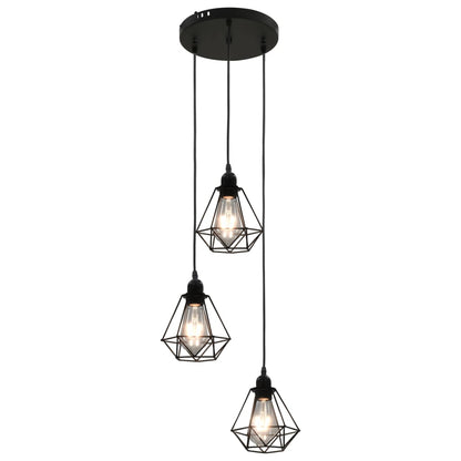 Stropní Lampa S Diamantovým Designem Černá 3 X Žárovka E27