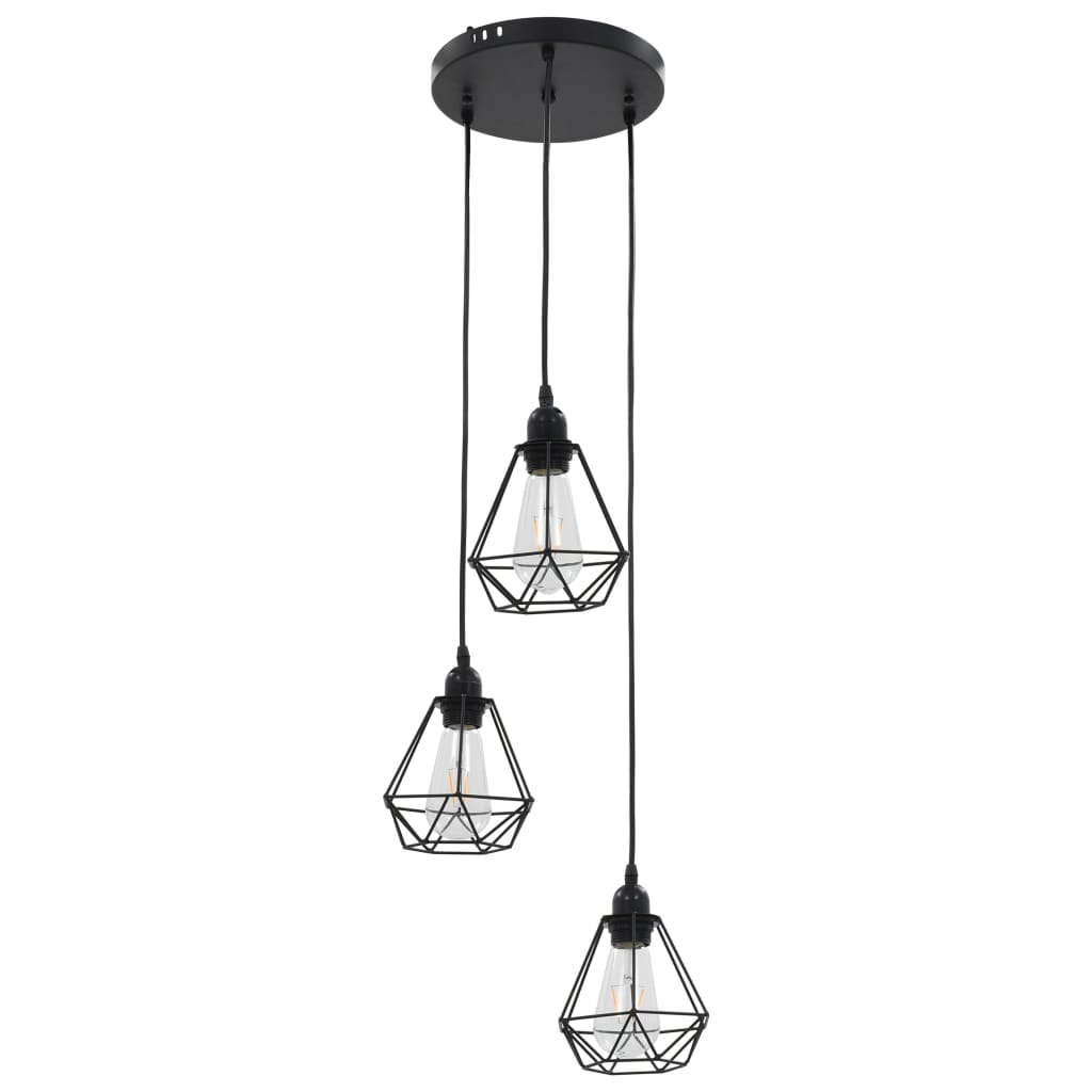 Stropní Lampa S Diamantovým Designem Černá 3 X Žárovka E27