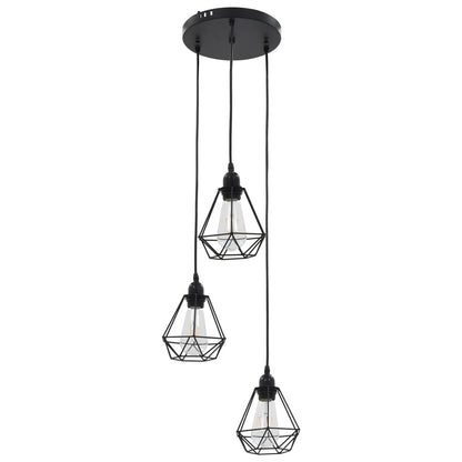 Stropní Lampa S Diamantovým Designem Černá 3 X Žárovka E27