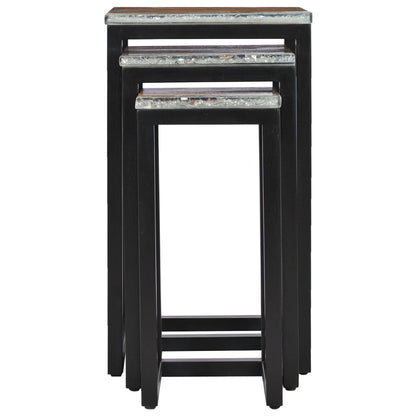 Hnízdové Stolky 3 Ks Masivní Teakové Dřevo A Polyresin