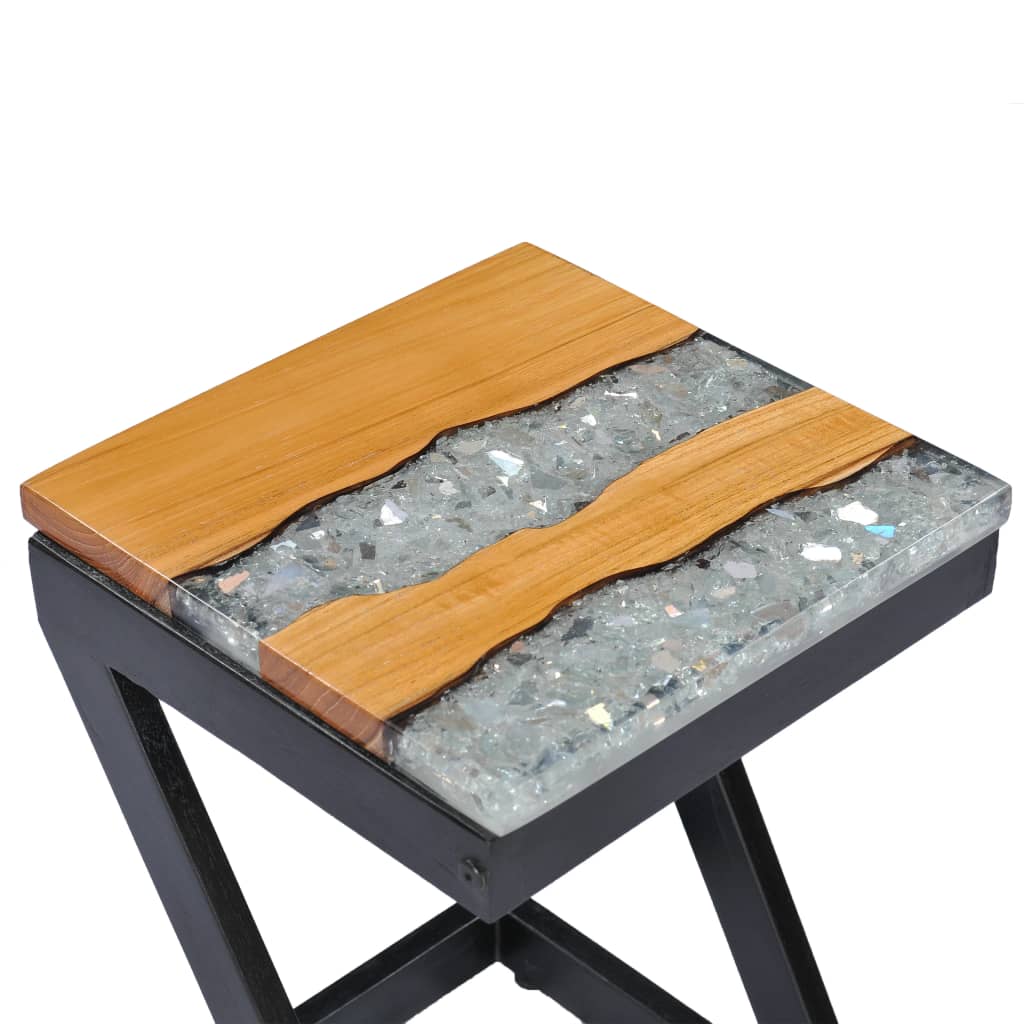 Konferenční Stolek 30 X 30 X 50 Cm Masivní Teak A Polyresin