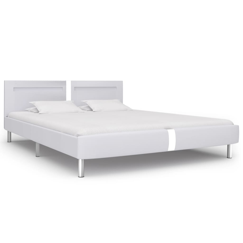 Rám Postele S Led Světlem Bílý Umělá Kůže 180 X 200 Cm