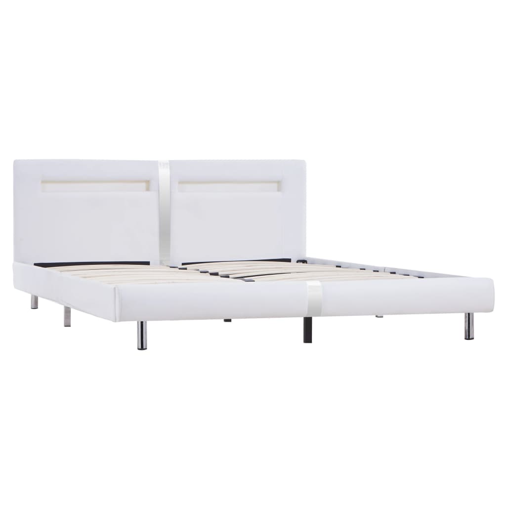 Rám Postele S Led Světlem Bílý Umělá Kůže 180 X 200 Cm