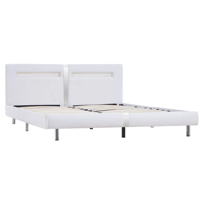 Rám Postele S Led Světlem Bílý Umělá Kůže 180 X 200 Cm