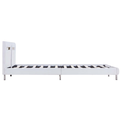 Rám Postele S Led Světlem Bílý Umělá Kůže 180 X 200 Cm