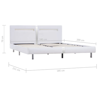 Rám Postele S Led Světlem Bílý Umělá Kůže 180 X 200 Cm