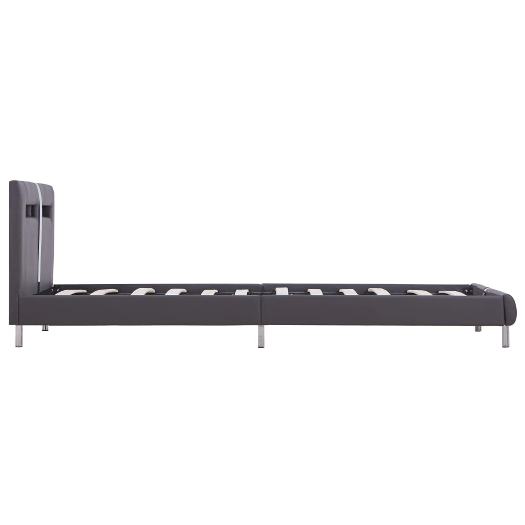 Rám Postele S Led Šedý Umělá Kůže 90 X 200 Cm