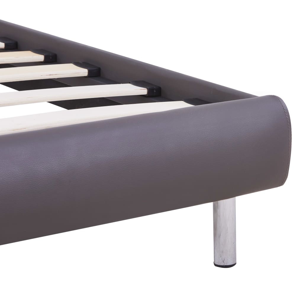 Rám Postele S Led Šedý Umělá Kůže 90 X 200 Cm