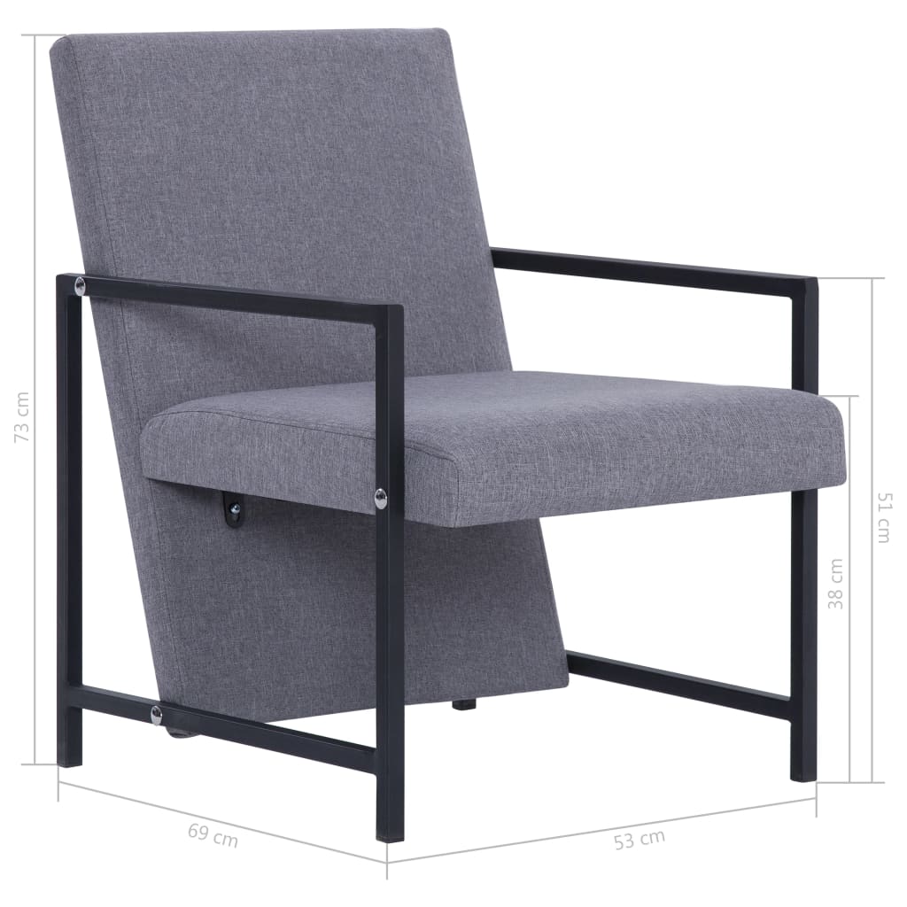 Křeslo Světle Šedé Textil