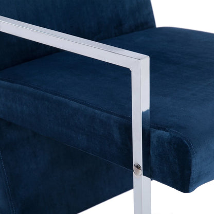 Křeslo S Chromovanými Nohami Modré Samet