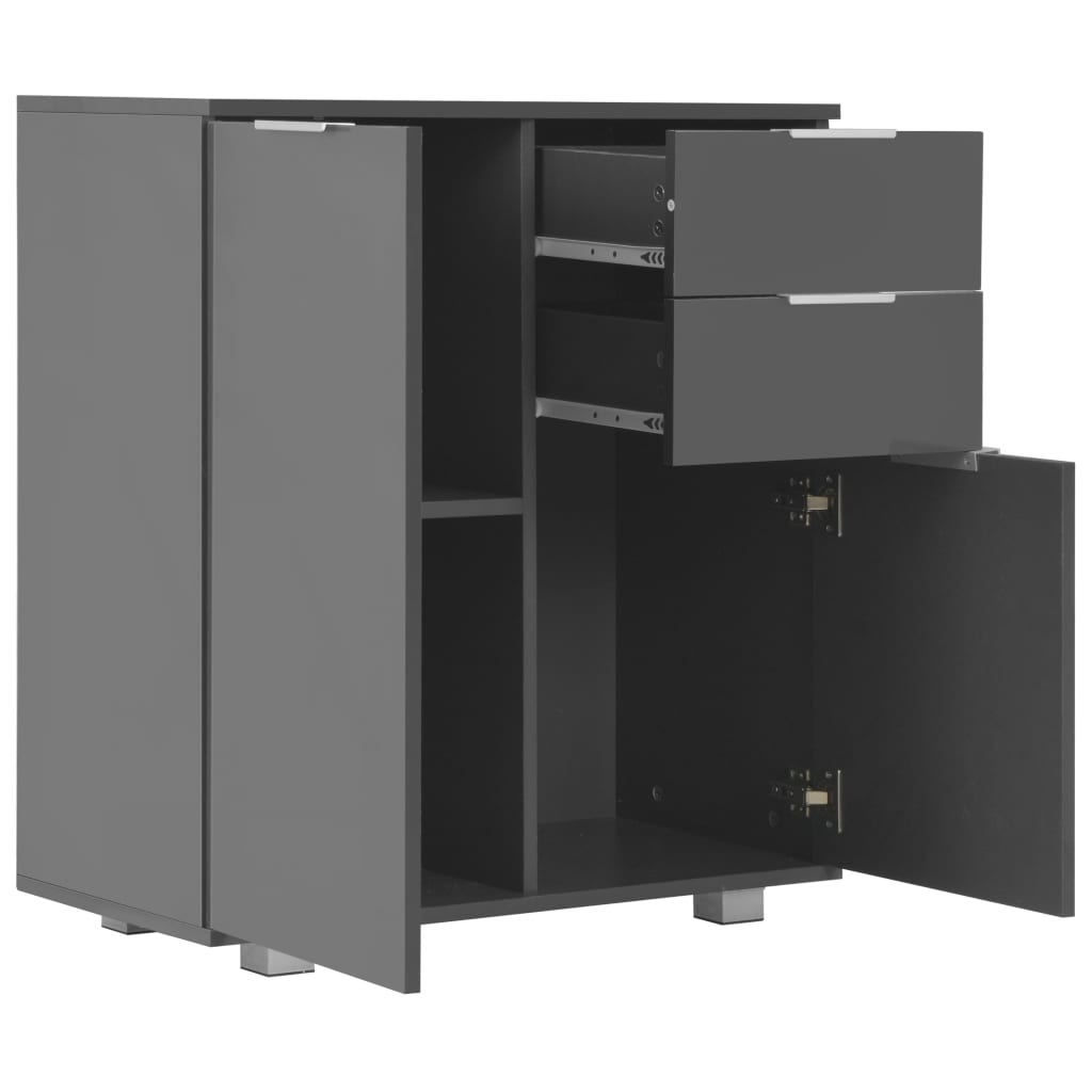 Příborník Šedý S Vysokým Leskem 71X35X80 Cm Kompozitní Dřevo