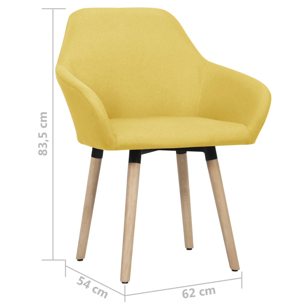 Jídelní Židle 2 Ks Žluté Textil
