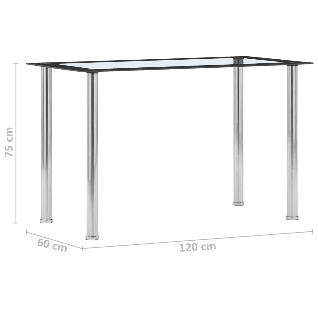 Jídelní Stůl Černo-Průhledný 120 X 60 X 75 Cm Tvrzené Sklo