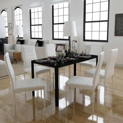 Jídelní Set 7 Kusů Černý A Bílý Šedá