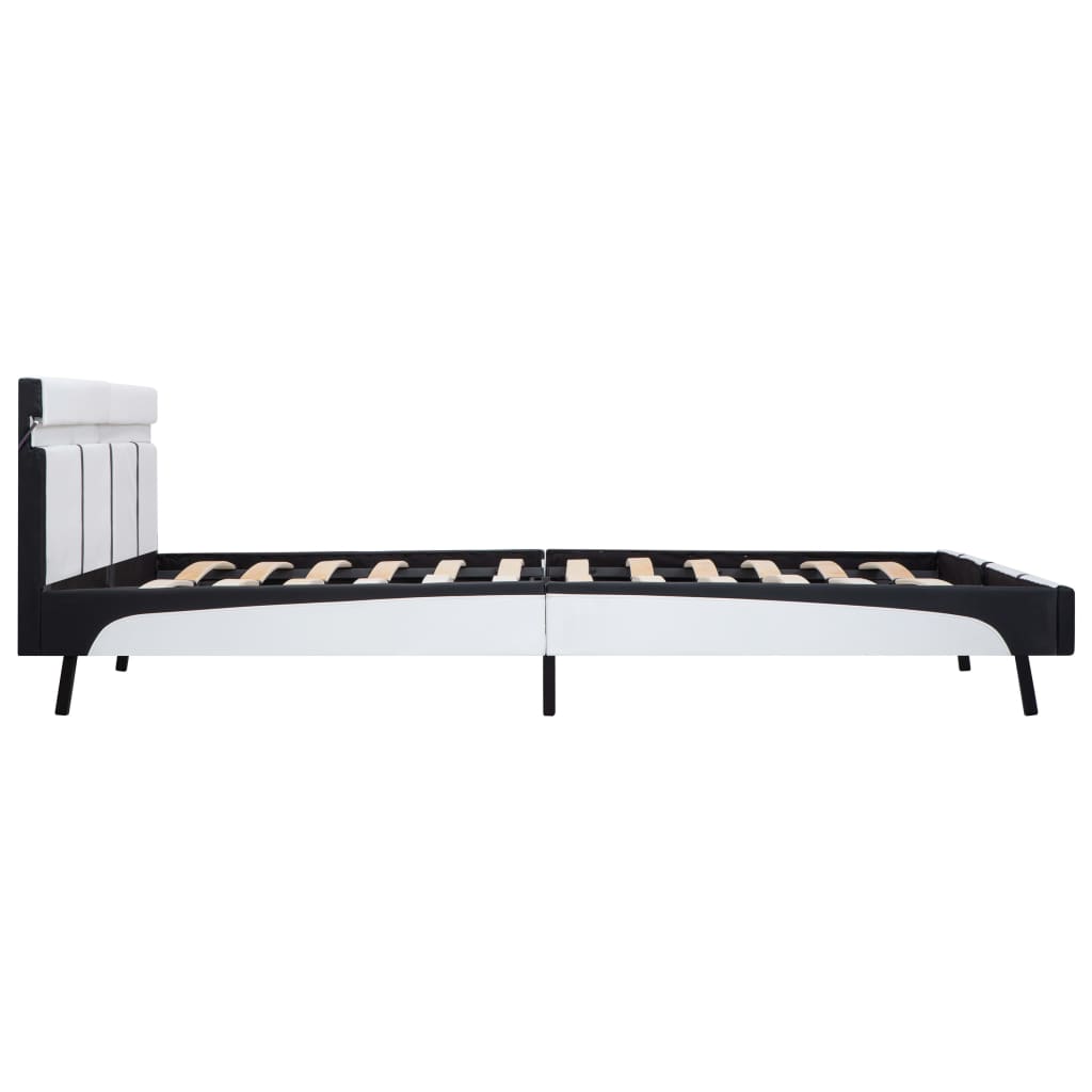 Rám Postele S Led Světlem Bílý Umělá Kůže 180 X 200 Cm