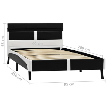 Rám Postele S Led Světlem Černý Umělá Kůže 90 X 200 Cm