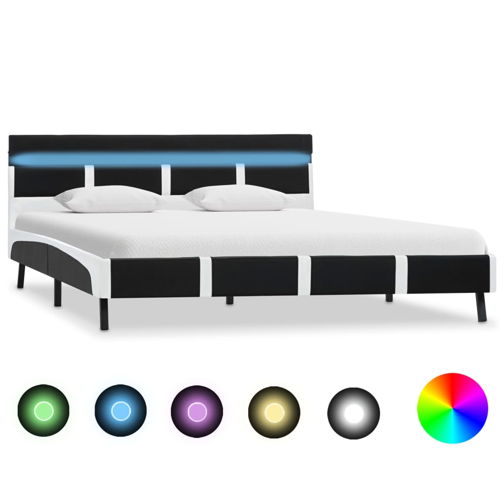 Rám Postele S Led Světlem Černý Umělá Kůže 160 X 200 Cm