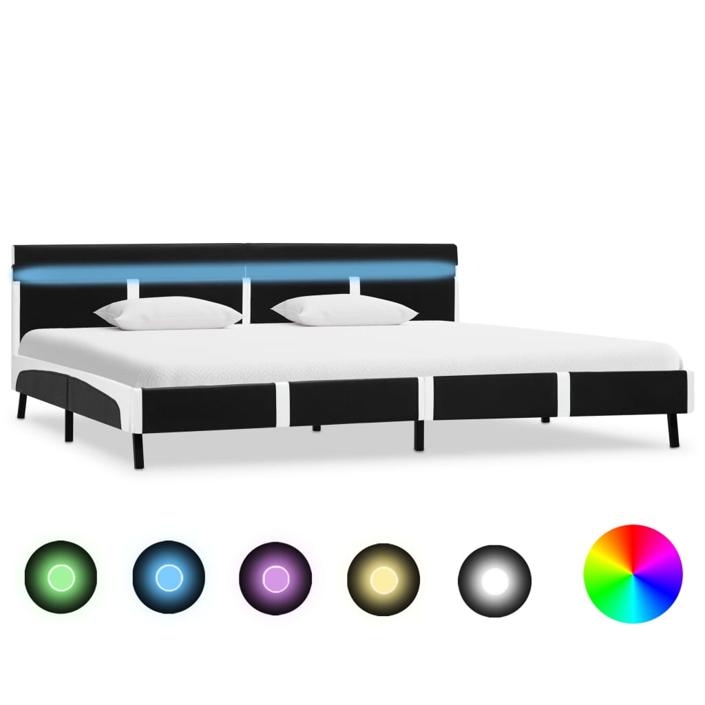 Rám Postele S Led Světlem Černý Umělá Kůže 180 X 200 Cm