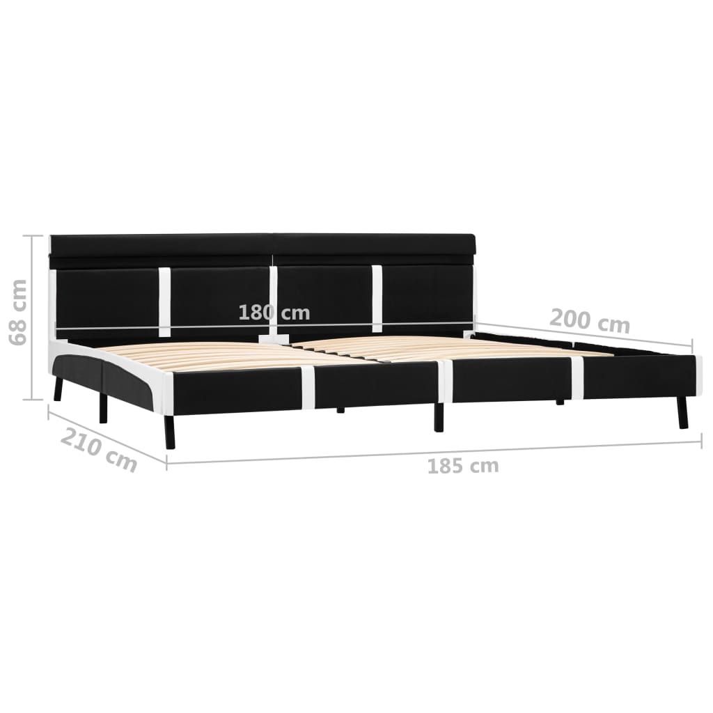 Rám Postele S Led Světlem Černý Umělá Kůže 180 X 200 Cm