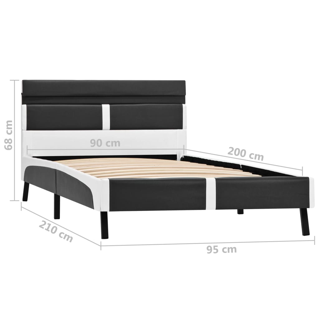 Rám Postele S Led Světlem Šedý Umělá Kůže 90 X 200 Cm