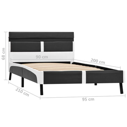 Rám Postele S Led Světlem Šedý Umělá Kůže 90 X 200 Cm